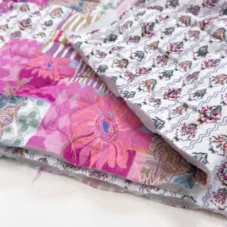 Double gauze/muslin STEPPED Flowers light pink digital print