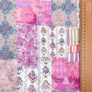 Double gauze/muslin STEPPED Flowers light pink digital print