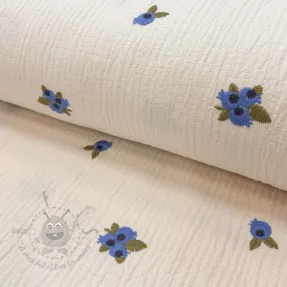 Double gauze/muslin EMBROIDERY STRIPED Fruit natural