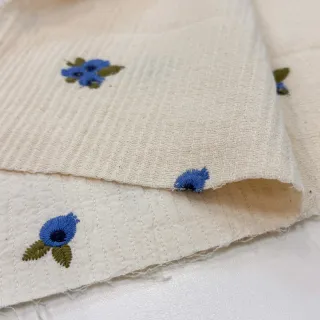 Double gauze/muslin EMBROIDERY STRIPED Fruit natural