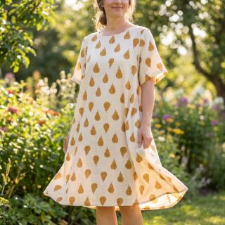 Double gauze/muslin Pears ochre by JENNIFER BOURON ORGANIC