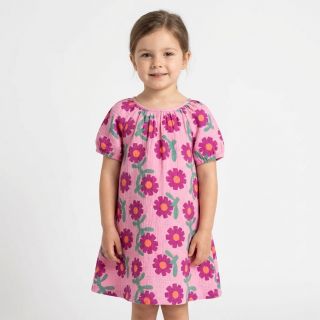 Double gauze/muslin Flowers pink by JENNIFER BOURON ORGANIC