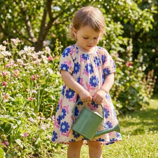 Double gauze/muslin Flowers blue by JENNIFER BOURON ORGANIC