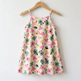 Cotton fabric Flowers natural/green by JENNIFER BOURON ORGANIC