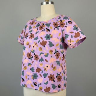 Cotton fabric Flowers lavender by JENNIFER BOURON ORGANIC