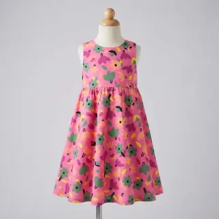 Cotton fabric Flowers pink by JENNIFER BOURON ORGANIC