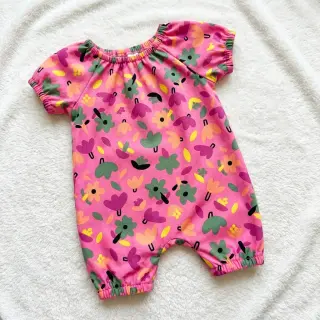 Cotton fabric Flowers pink by JENNIFER BOURON ORGANIC