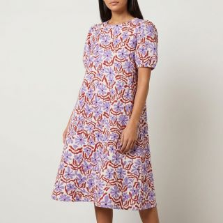 Double gauze/muslin STEPPED Flowers natural