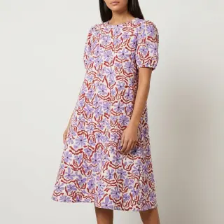 Double gauze/muslin STEPPED Flowers natural