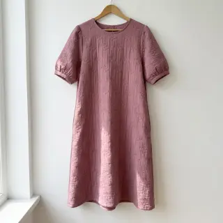 Double gauze/muslin STEPPED Cherries mauve