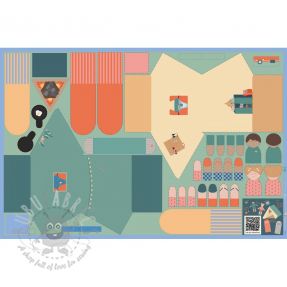 Cotton fabric Lets go camping PANEL digital print
