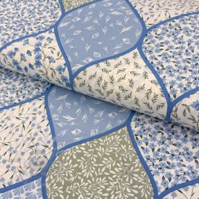 Cotton fabric Flowers patchwork baby blue