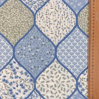 Cotton fabric Flowers patchwork baby blue