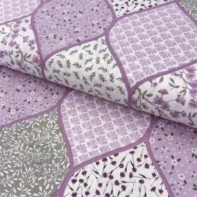 Cotton fabric Flowers patchwork lilac