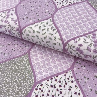 Cotton fabric Flowers patchwork lilac