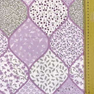 Cotton fabric Flowers patchwork lilac