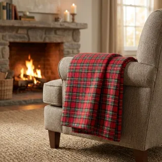 Cotton fabric LIGHT FLANNEL Check design G