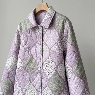 Cotton fabric Flowers patchwork lilac