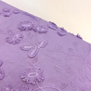 Cotton fabric EMBROIDERY Catchy leaves purple
