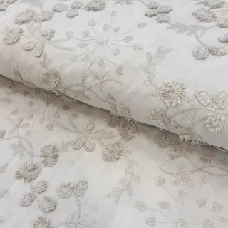 Cotton fabric EMBROIDERY Catchy leaves beige