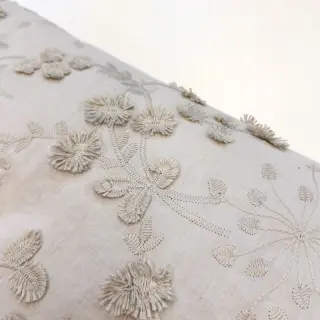 Cotton fabric EMBROIDERY Catchy leaves beige