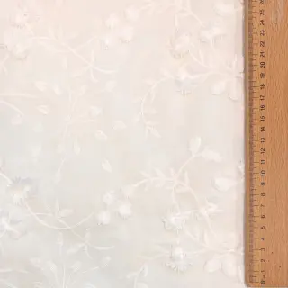Cotton fabric EMBROIDERY Catchy leaves off white