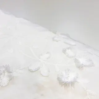 Cotton fabric EMBROIDERY Catchy leaves off white