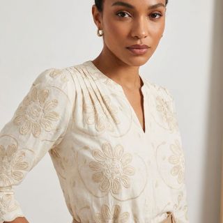 Cotton fabric EMBROIDERY Bellagio butter