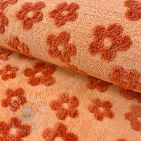 Coat fabric TEDDY Flower power orange