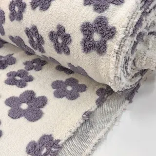 Coat fabric TEDDY Flower power lavender