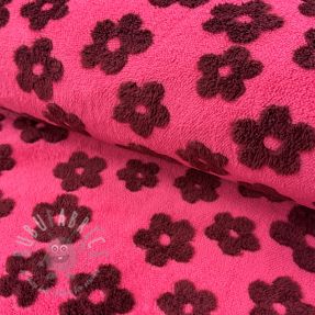 Coat fabric TEDDY Flower power bordeaux
