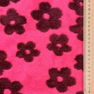 Coat fabric TEDDY Flower power bordeaux