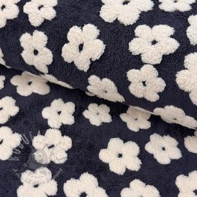 Coat fabric TEDDY Flower power off white
