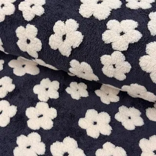 Coat fabric TEDDY Flower power off white