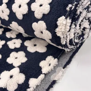 Coat fabric TEDDY Flower power off white