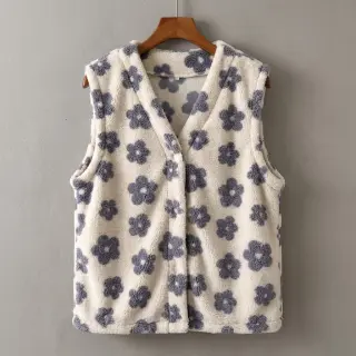 Coat fabric TEDDY Flower power lavender