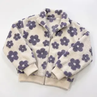 Coat fabric TEDDY Flower power lavender