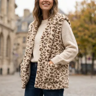 Coat fabric TEDDY Panthera light brown