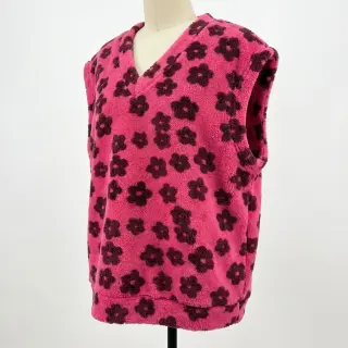 Coat fabric TEDDY Flower power bordeaux