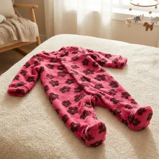 Coat fabric TEDDY Flower power bordeaux