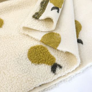 Coat fabric TEDDY JACQUARD Pears old lime