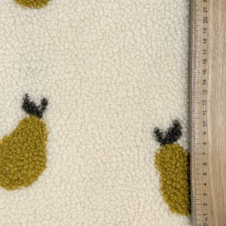 Coat fabric TEDDY JACQUARD Pears old lime