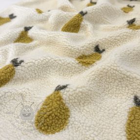 Coat fabric TEDDY JACQUARD Pears old lime