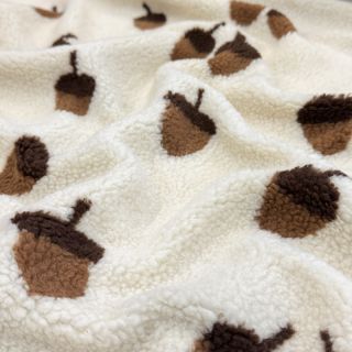 Coat fabric TEDDY JACQUARD Acorns