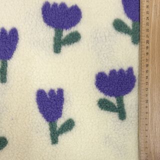 Coat fabric TEDDY JACQUARD Tulips off white