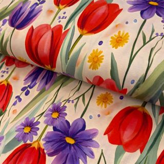 Jersey VISCOSE LYCRA HEAVY Tulips design A