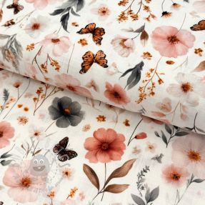 Linen viscose Flower sea design D