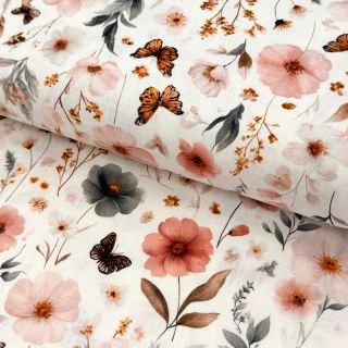 Linen viscose Flower sea design D