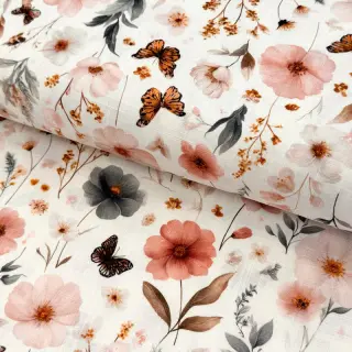 Linen viscose Flower sea design D