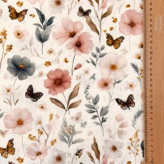 Linen viscose Flower sea design D